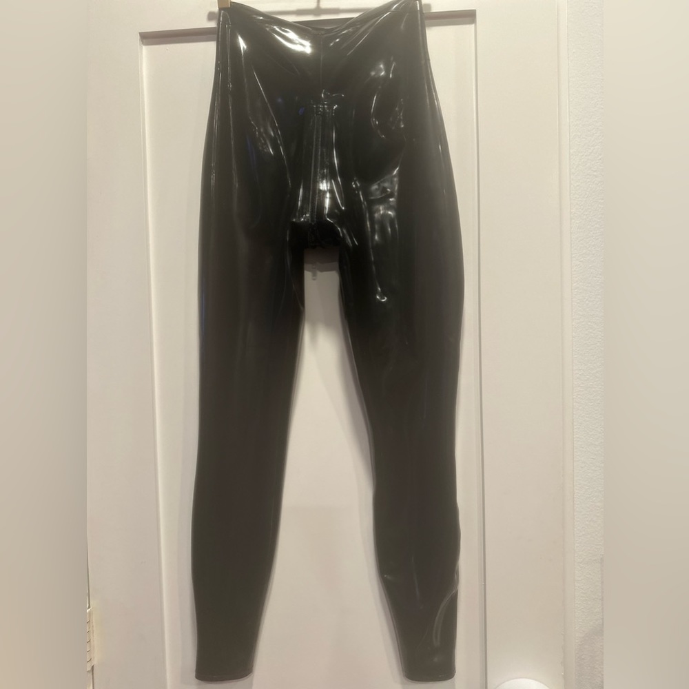 Latex pants crotch zip